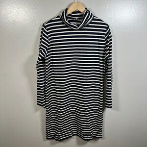 Kule Turtleneck Dress Size Large Navy Stripes Cotton Casual Work Preppy